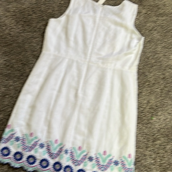 Talbots White Linen Sleeveless Dress Talbots Embroidered Dress - Picture 7 of 11